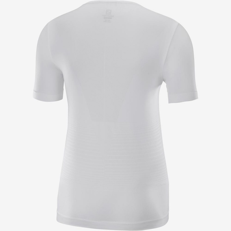 Salomon Essential Move On Seamless T Shirts White | TFEA-45631