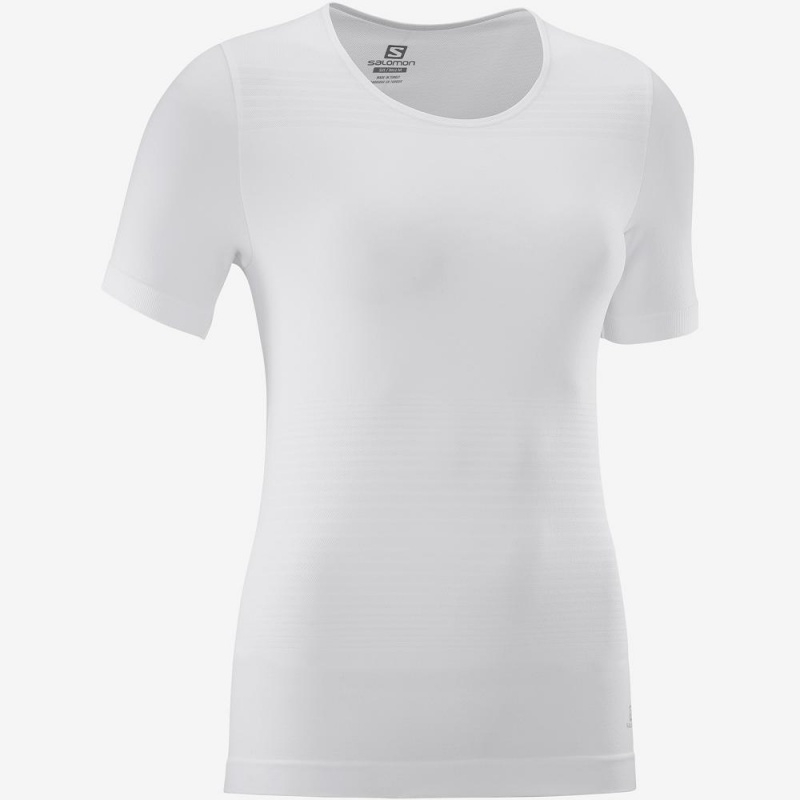 Salomon Essential Move On Seamless T Shirts White | TFEA-45631