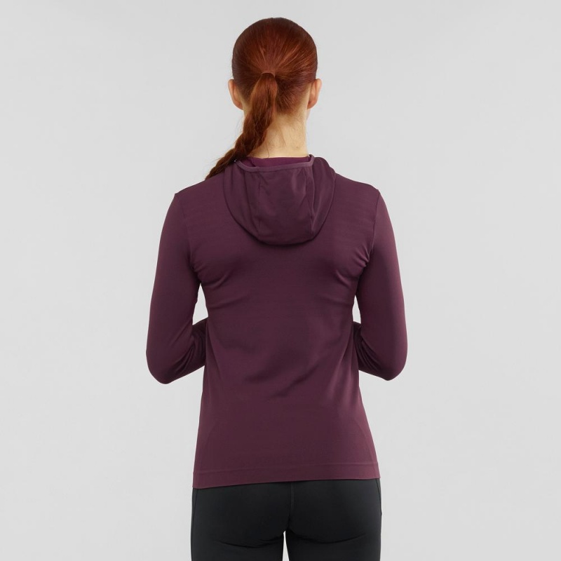 Salomon Essential Seamless Hooded Long Sleeve Shirts Purple | WIBO-96372