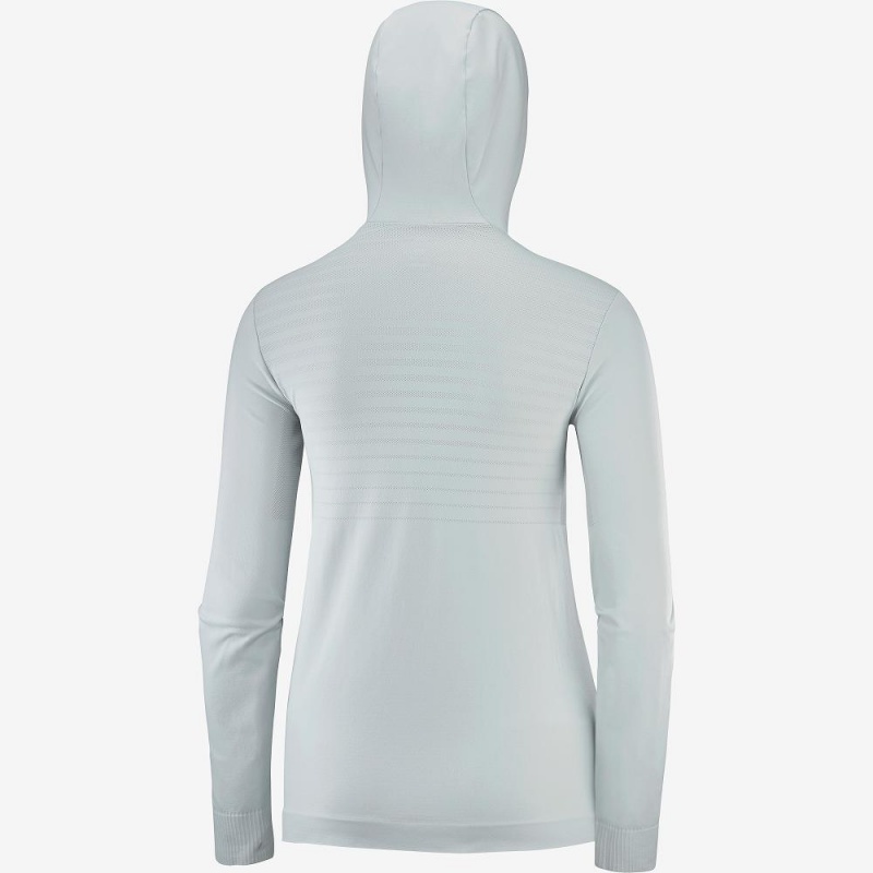 Salomon Essential Seamless Hooded Long Sleeve Shirts Gray | RSZW-21649