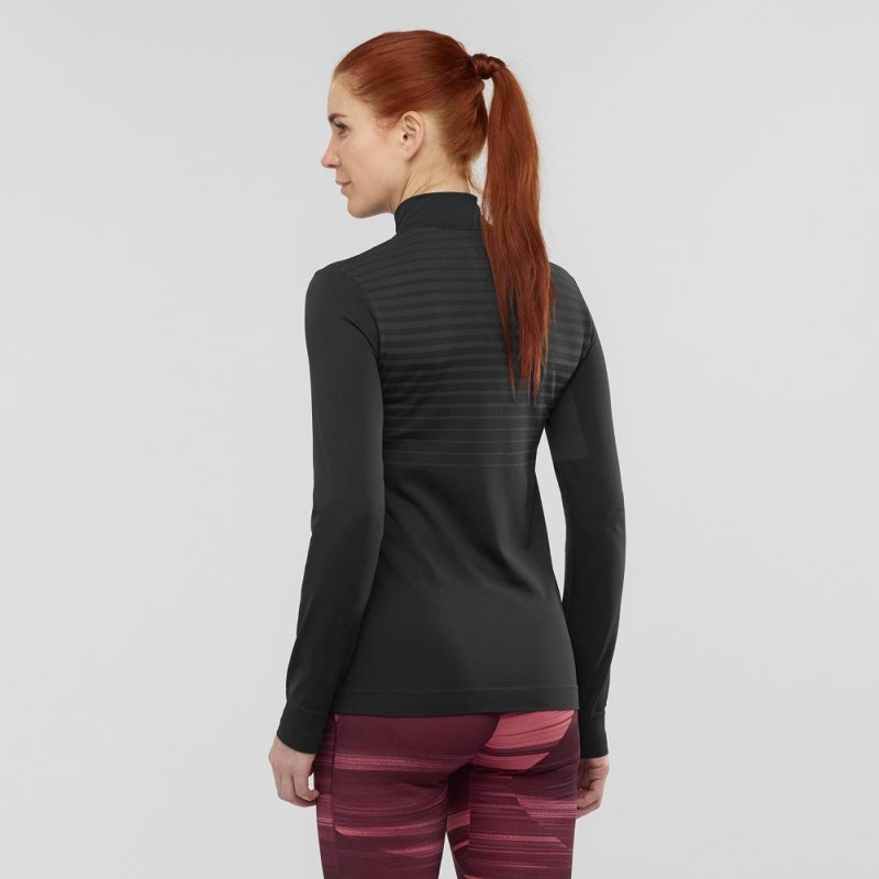 Salomon Essential Seamless Pullover Black | IRUE-18097