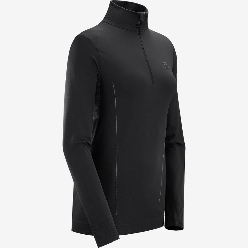 Salomon Essential Seamless Pullover Black | IRUE-18097