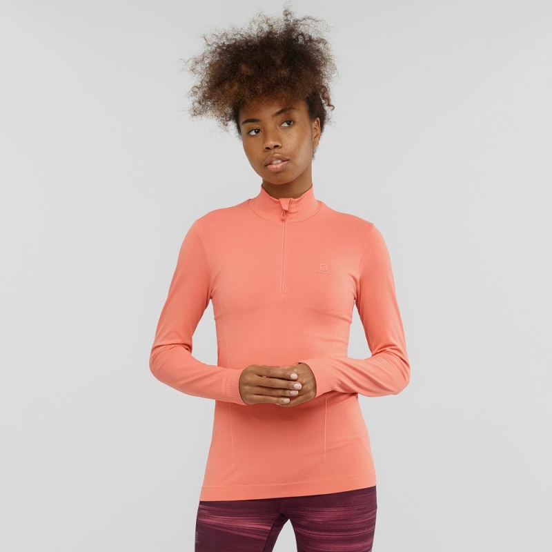 Salomon Essential Seamless Pullover Orange | SWMC-18270