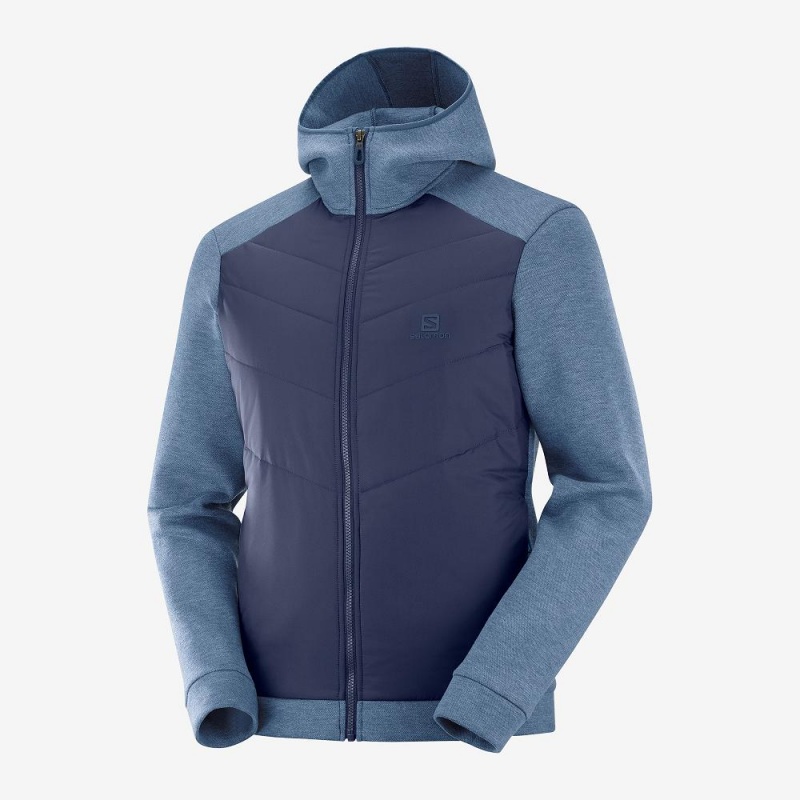 Salomon Essential Xwarm Hybrid Hoodie Navy | NBJT-38547