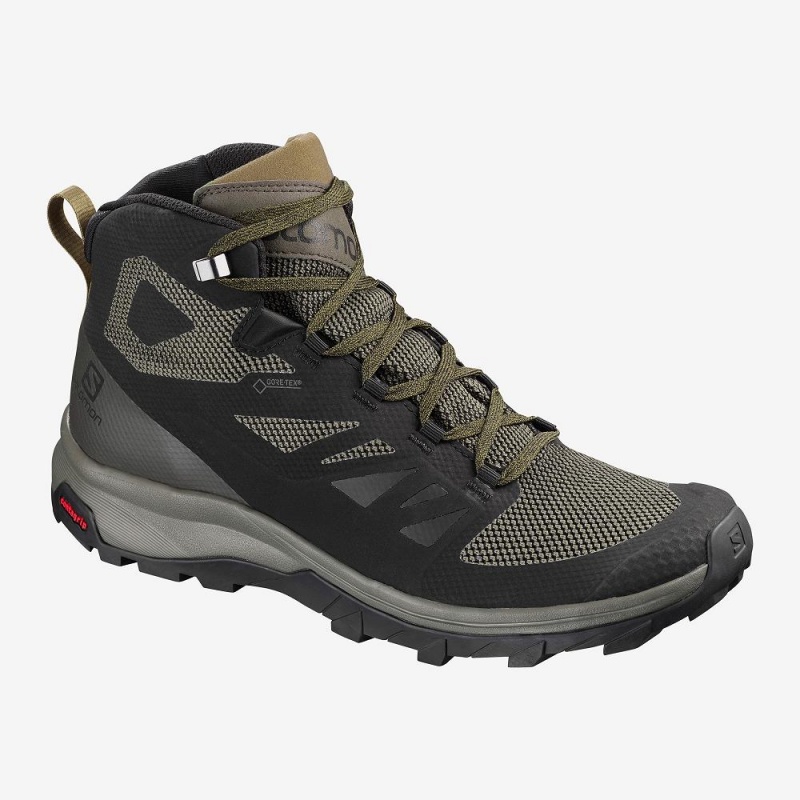 Salomon Outline Mid Gore-Tex Walking Boots Black | CWEY-15832