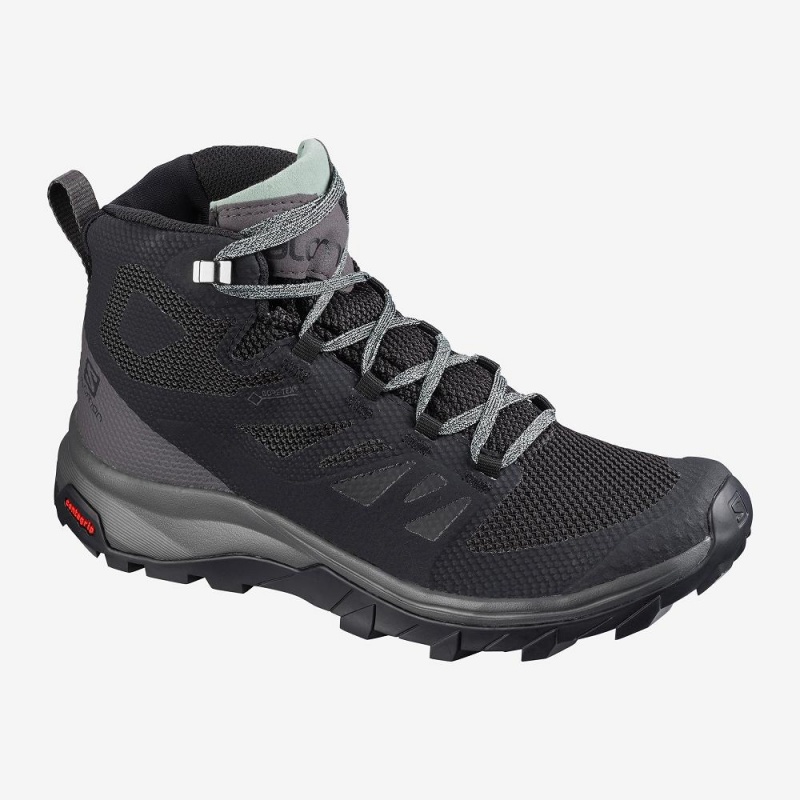 Salomon Outline Mid Gore-Tex Walking Boots Black | MVGJ-45712