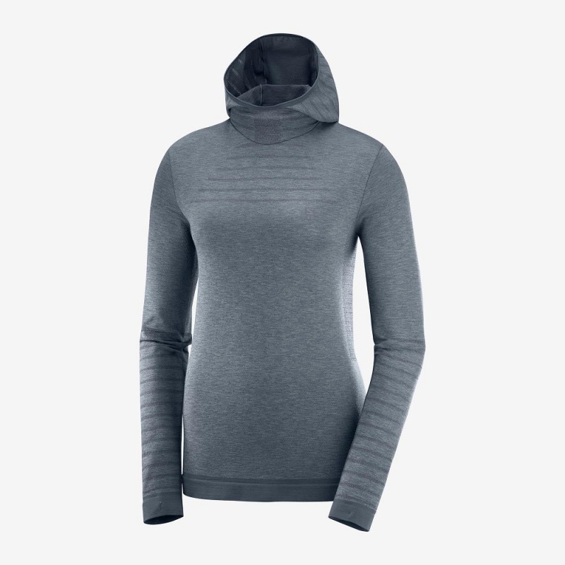 Salomon Outpeak Wool Hooded Long Sleeve Shirts Gray | BFMZ-64371