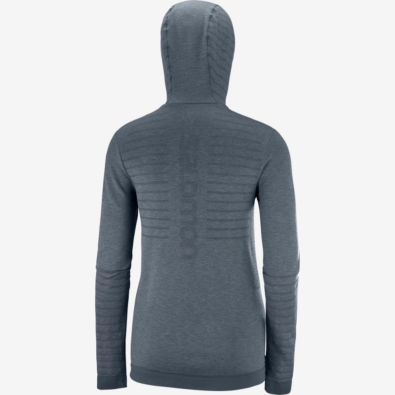 Salomon Outpeak Wool Hooded Long Sleeve Shirts Gray | BFMZ-64371