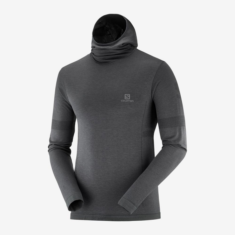 Salomon Outpeak Wool Tops Black | YFIX-76913