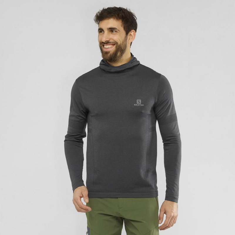 Salomon Outpeak Wool Tops Black | YFIX-76913