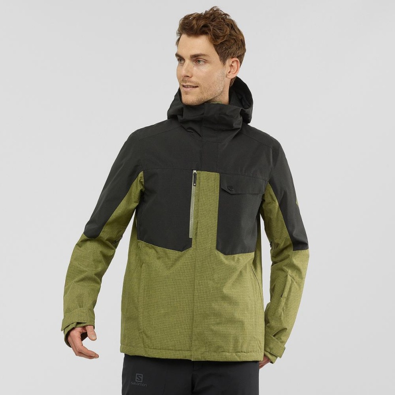 Salomon Powderstash Jacket M Ski Jackets Green | UENF-59316