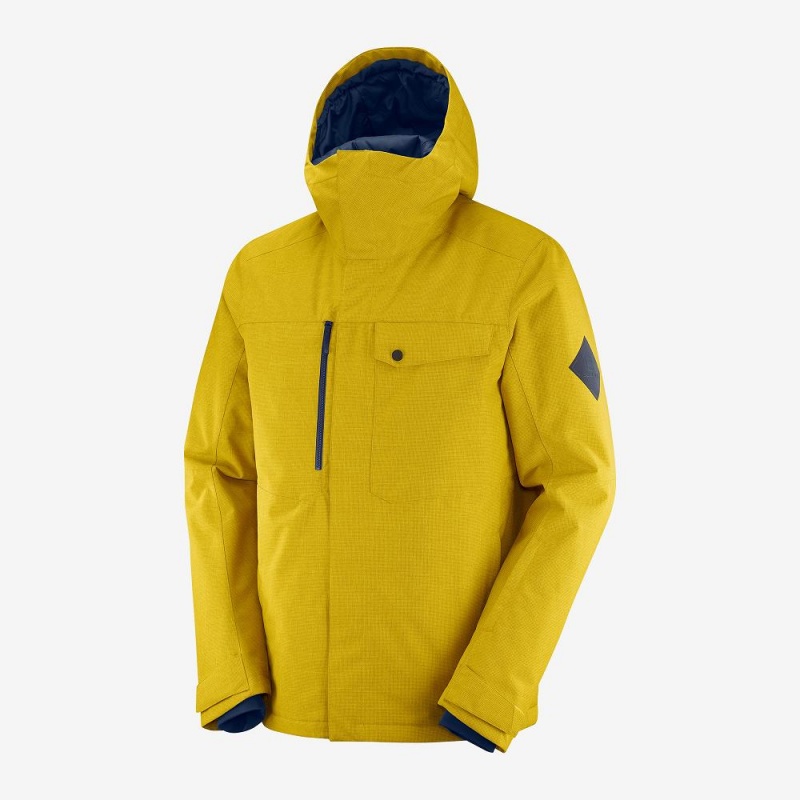 Salomon Powderstash Jacket M Ski Jackets Yellow | GTRH-12708