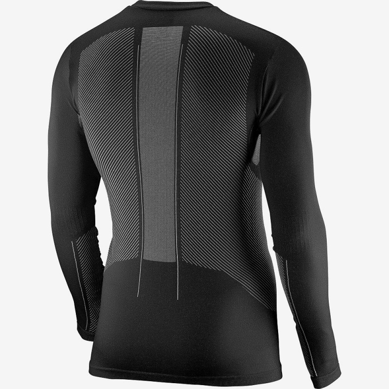 Salomon Primo Warm Seamless Tee M Tops Black | JFCB-69724