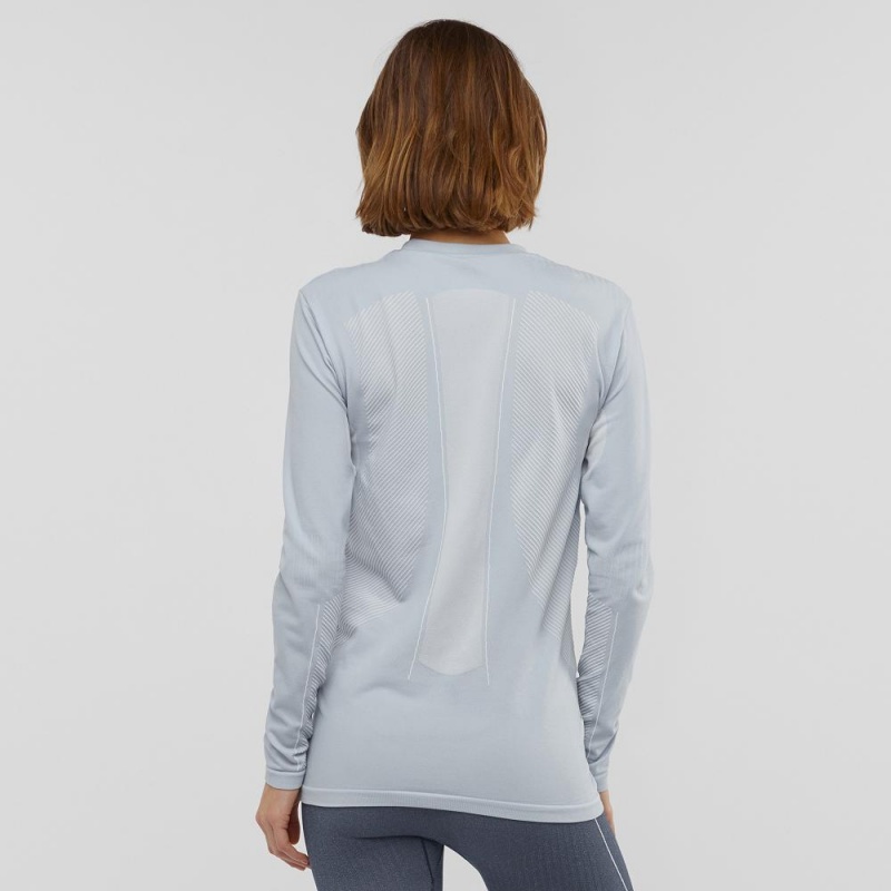 Salomon Primo Warm Seamless Tee W Tops Blue | JPEQ-69314