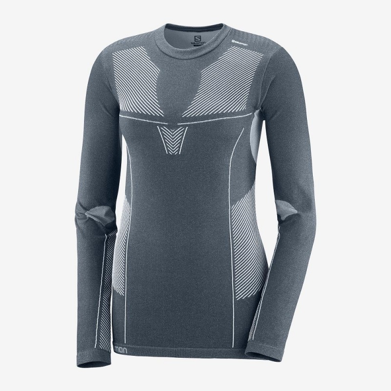 Salomon Primo Warm Seamless Tee W Tops Gray | KWRB-20619