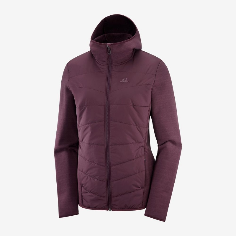 Salomon Radiant Hybrid Hoodie W Ski Jackets Purple | KRZM-82947