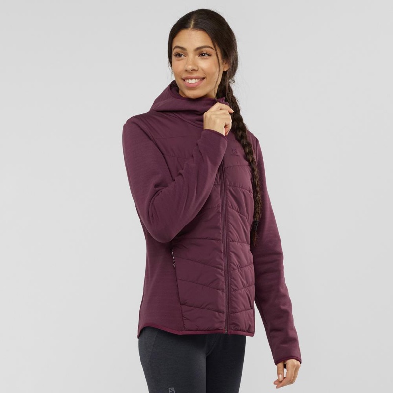 Salomon Radiant Hybrid Hoodie W Ski Jackets Purple | KRZM-82947