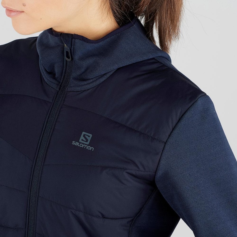 Salomon Radiant Hybrid Hoodie W Ski Jackets Navy | RPXZ-72561