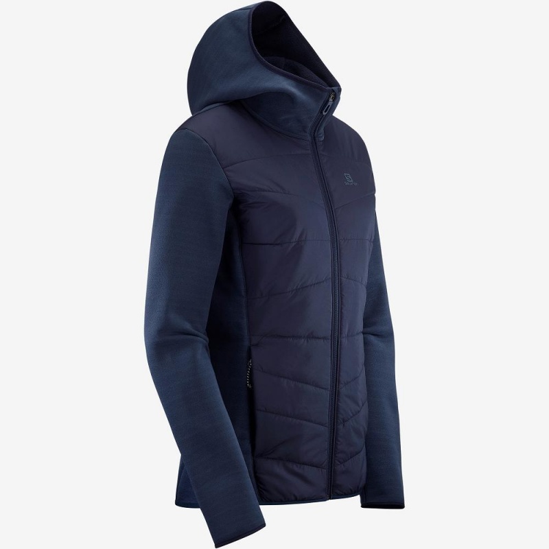 Salomon Radiant Hybrid Hoodie W Ski Jackets Navy | RPXZ-72561