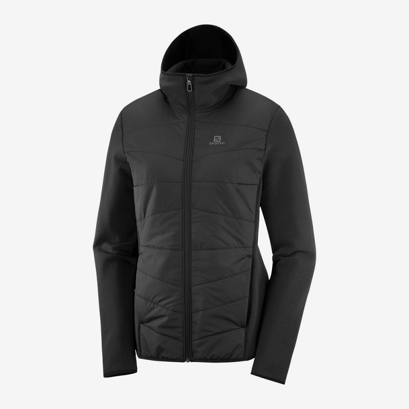 Salomon Radiant Hybrid Hoodie W Ski Jackets Black | HWCV-39204