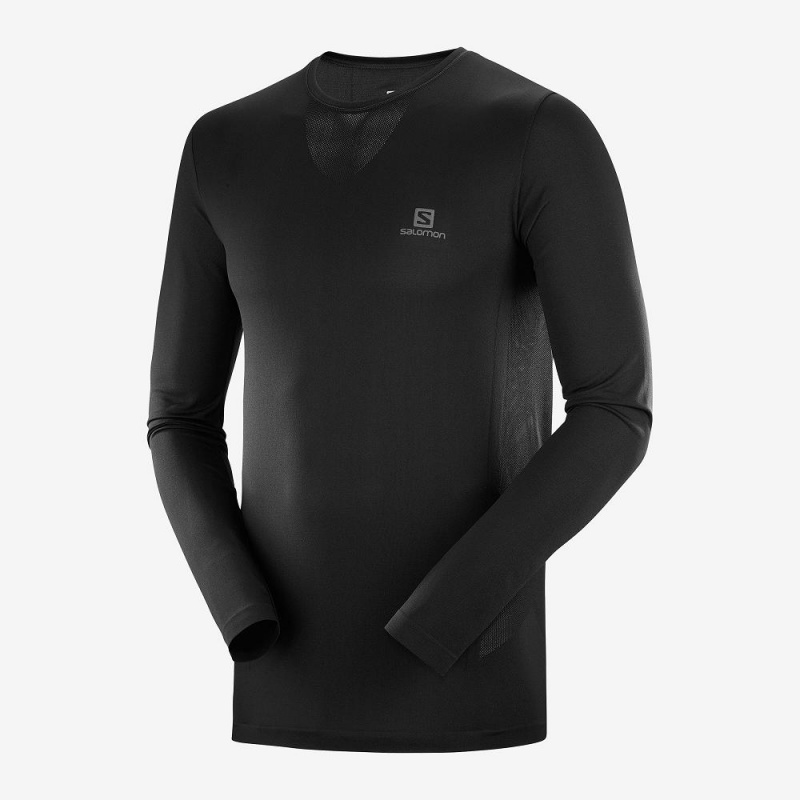 Salomon Sense Ls Tee M Tops Black | JLYD-94067