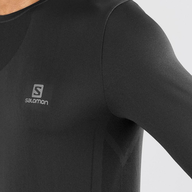 Salomon Sense Ls Tee M Tops Black | JLYD-94067