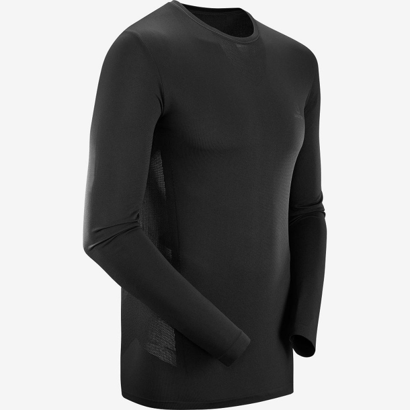 Salomon Sense Ls Tee M Tops Black | JLYD-94067