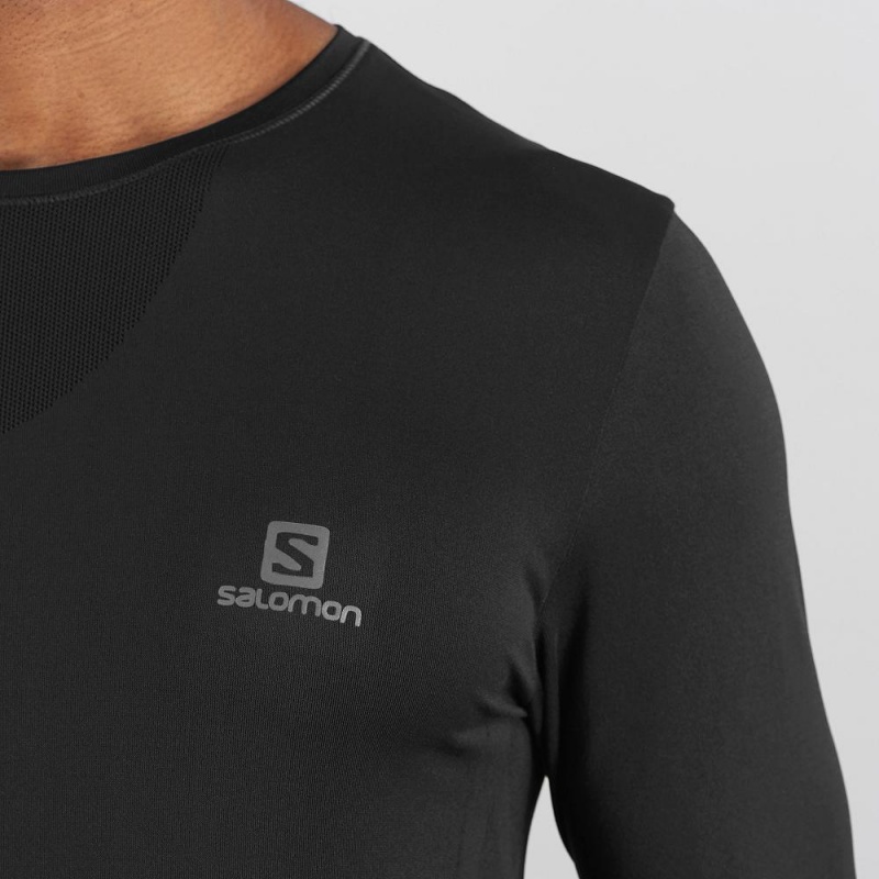 Salomon Sense Ls Tee M Tops Black | JLYD-94067