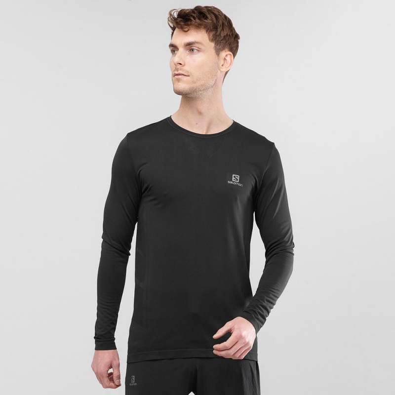 Salomon Sense Ls Tee M Tops Black | JLYD-94067