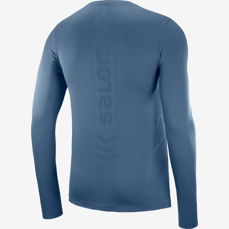 Salomon Sense Ls Tee M Tops Navy | SCTM-37285