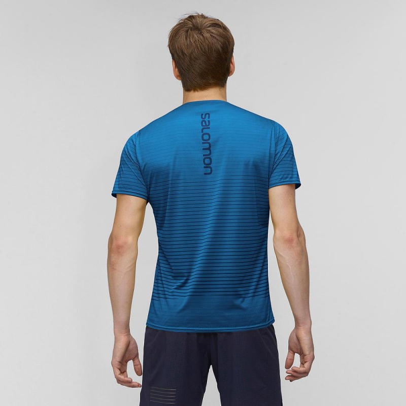 Salomon Sense Tee M Tops Blue | IJHQ-54901