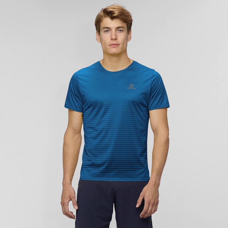 Salomon Sense Tee M Tops Blue | IJHQ-54901