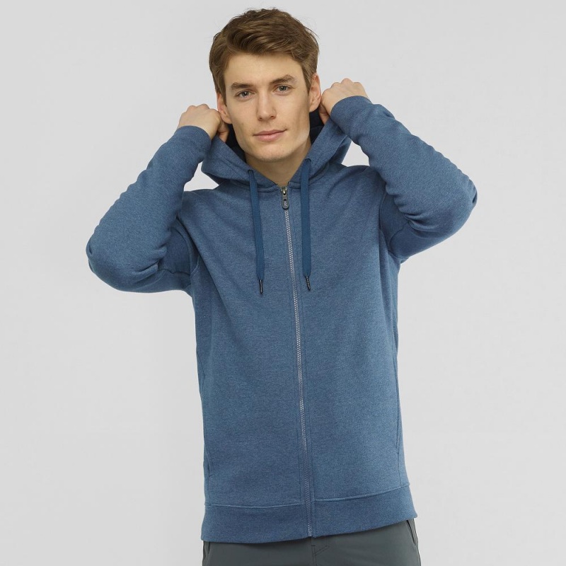 Salomon Shift Full Zip Hoodie M Running Jackets Navy | BMDF-57329