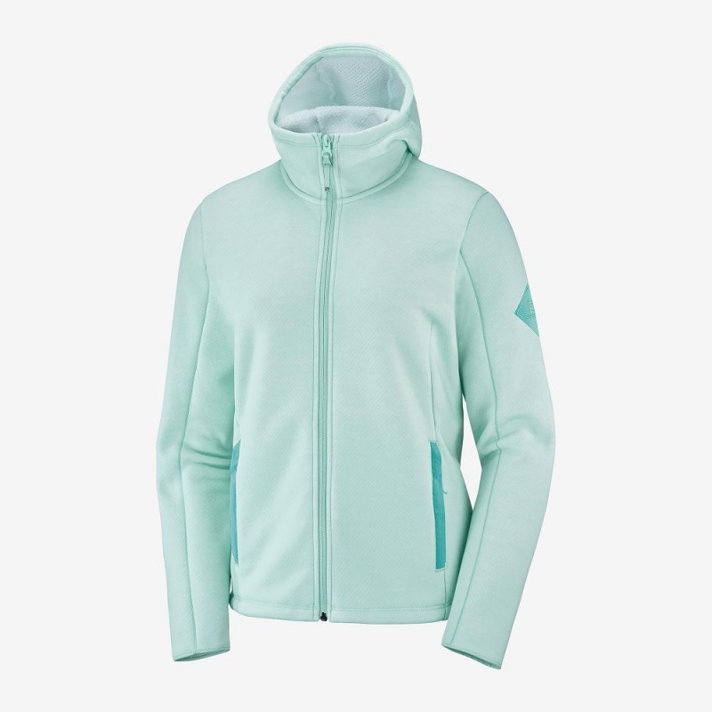 Salomon Snowshelter Fleece Hoodie W Ski Jackets Green | WJGN-89172