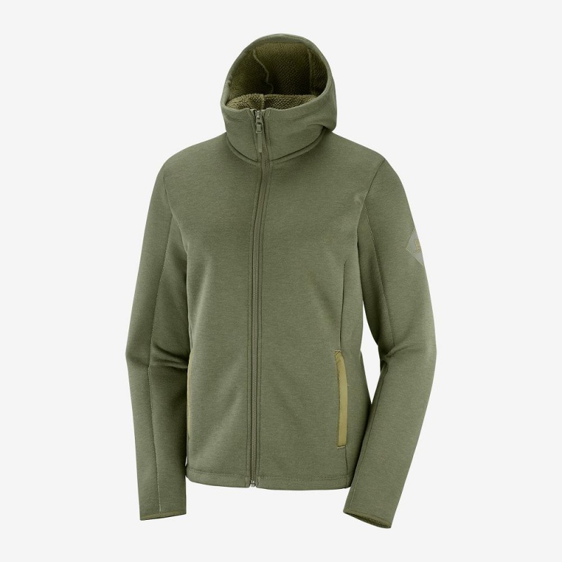 Salomon Snowshelter Fleece Hoodie W Ski Jackets Green | JZHY-14327