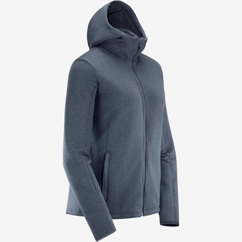 Salomon Snowshelter Fleece Hoodie W Ski Jackets Gray | OPKJ-08627