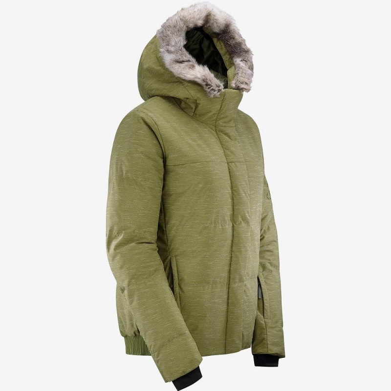 Salomon Snuggly Warm Jacket W Ski Jackets Green | HBZU-71954