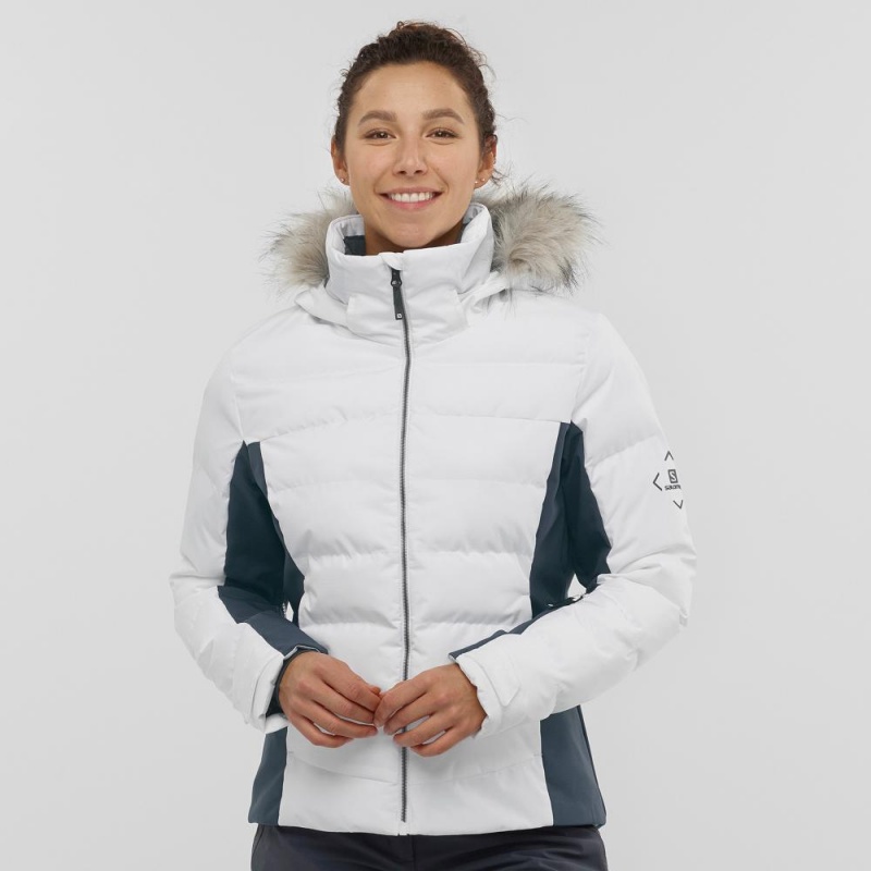 Salomon Stormcozy Ski Jackets White | XQGP-41062