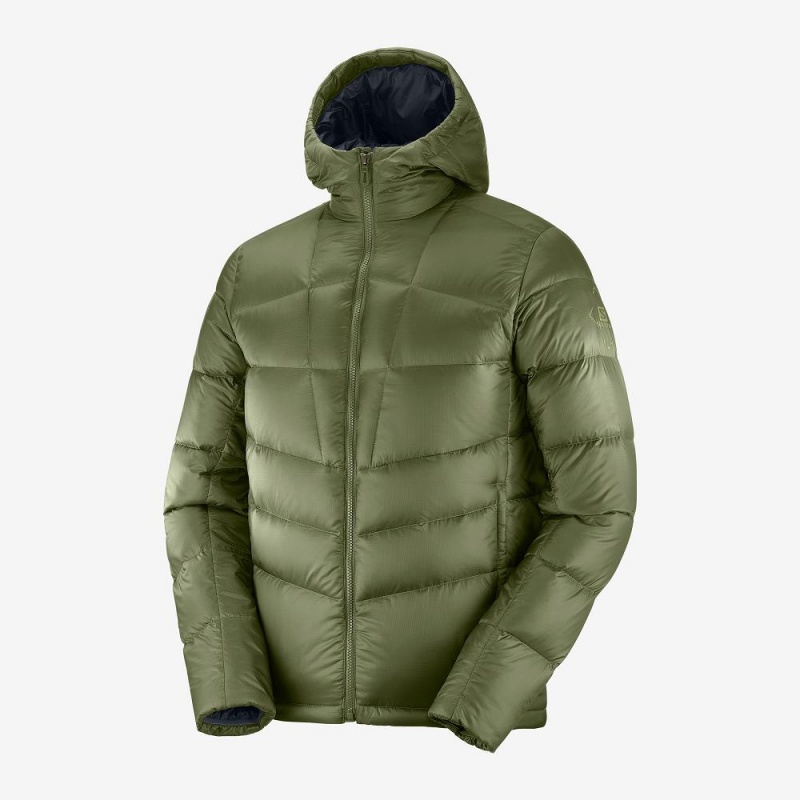 Salomon Transition Down Hoodie M Jacket Green | MWIX-89142