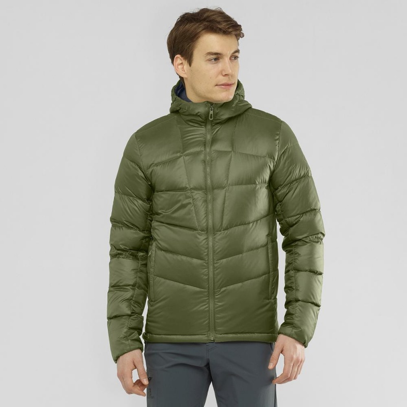 Salomon Transition Down Hoodie M Jacket Green | MWIX-89142