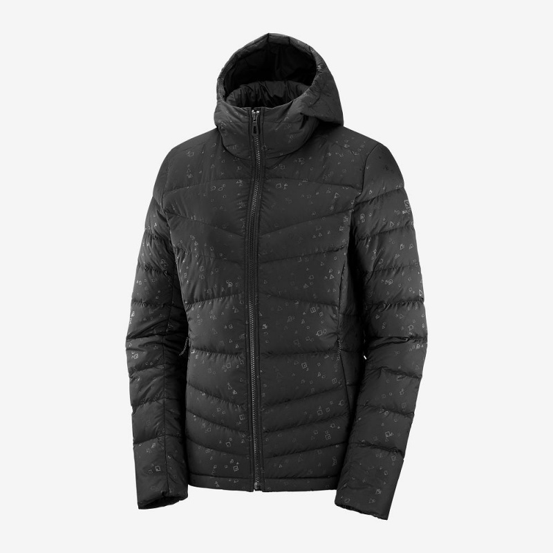 Salomon Transition Down Hoodie W Jacket Black | FKIP-96721