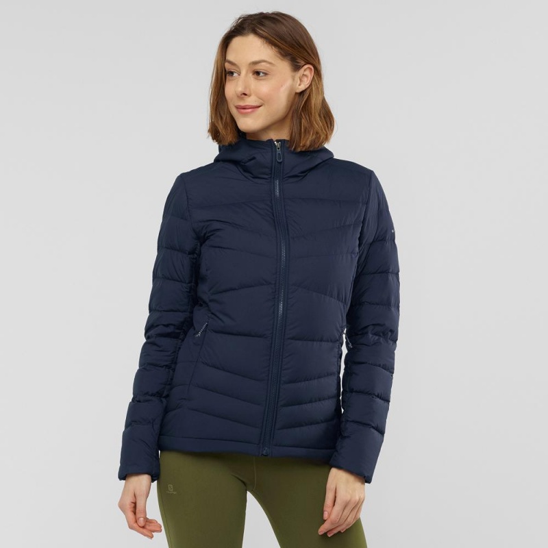 Salomon Transition Down Hoodie W Jacket Navy | NPGQ-21538