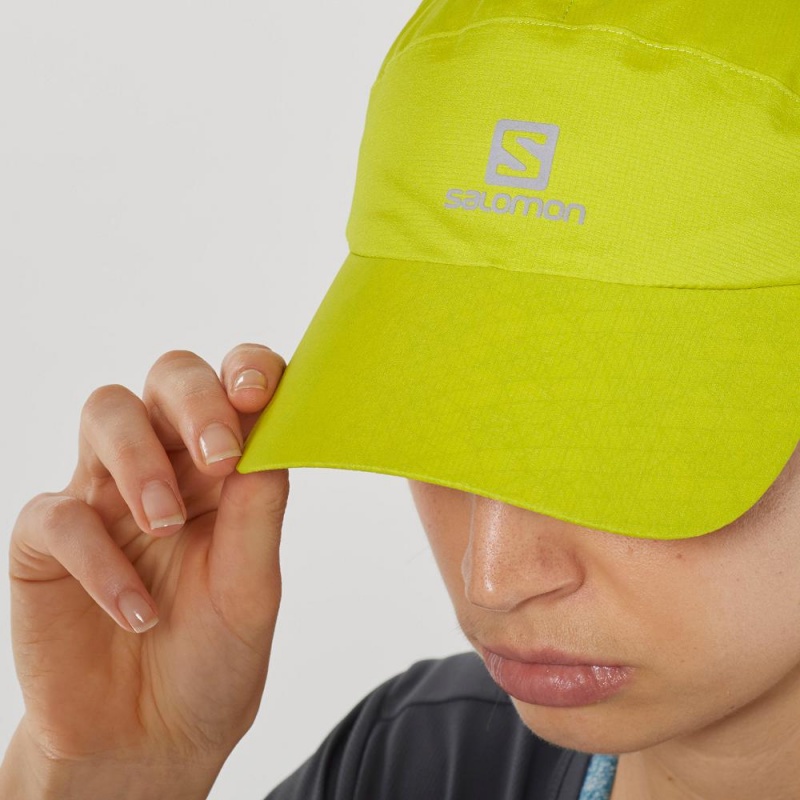 Salomon Waterproof Cap Caps Yellow | KFBI-67124